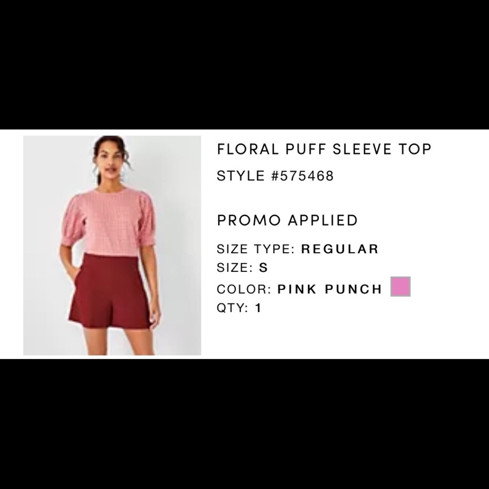 ✅Ann Taylor Puff Sleeve top.